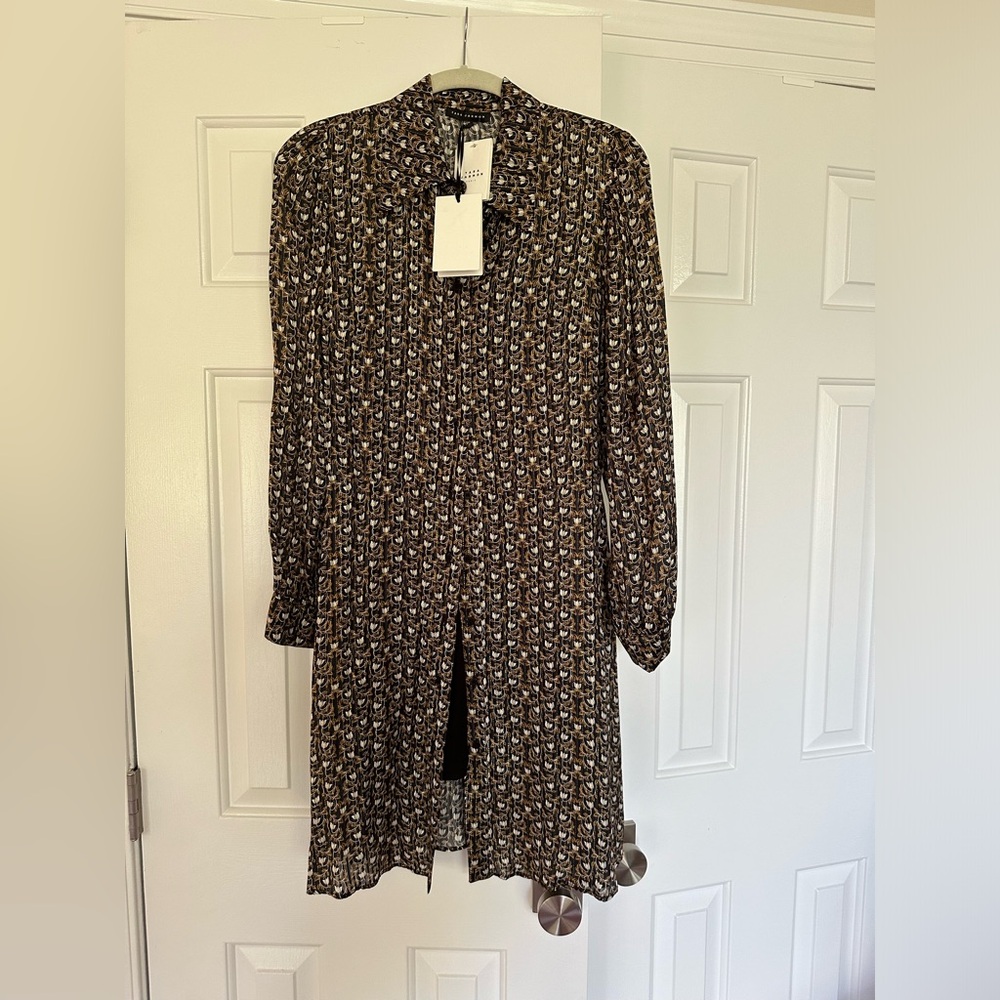 Tara Jarmon NWT dress, size 36, black with gold metallic thread